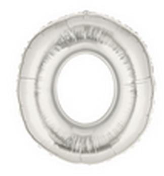 7" Megaloon JR - Number #0 - Silver* Airfill Heat Seal Required balloon foil balloons