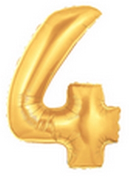 7" Megaloon JR - Number #4 - Gold* Airfill Heat Seal Required balloon foil balloons