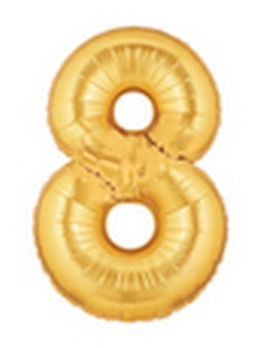 7" Megaloon JR - Number  #8 - Gold Airfill Heat Seal Required balloon foil balloons