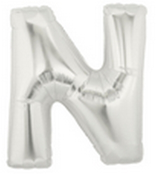 7" Megaloon JR - Letter N - Silver Airfill Heat Seal Required balloon foil balloons