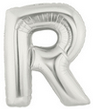 7" Megaloon JR - Letter R - Silver Airfill Heat Seal Required balloon foil balloons