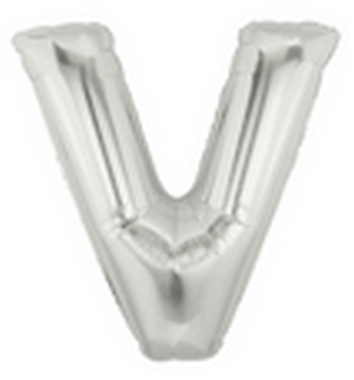 7" Megaloon JR - Letter V - Silver Airfill Heat Seal Required balloon foil balloons