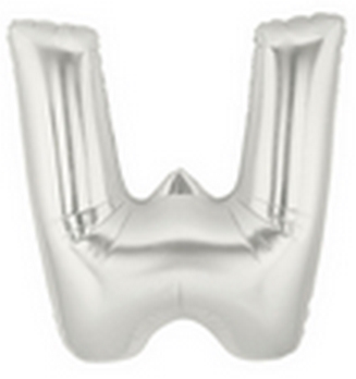 7" Megaloon JR - Letter W - Silver Airfill Heat Seal Required balloon foil balloons