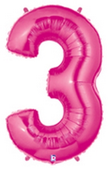 Megaloon Pink Number 3 balloon BETALLIC