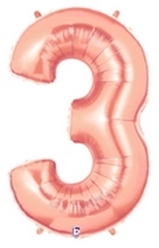 Megaloon - Number #3 - Rose Gold balloon BETALLIC