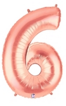 Megaloon - Number #6 - Rose Gold balloon BETALLIC