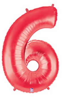 Megaloon Red Number 6 balloon BETALLIC+SEMPERTEX