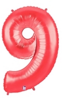 Megaloon Red Number 9 balloon BETALLIC+SEMPERTEX