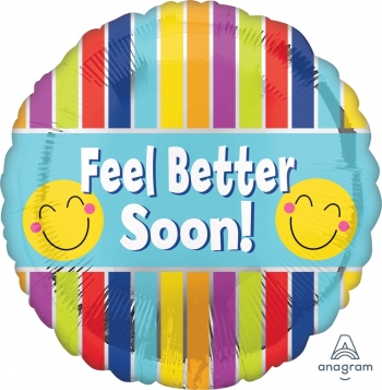 18" Feel Better Soon Stripes balloon foil balloons