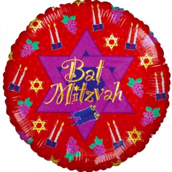 Foil - Rel - Bat Mitzvah - Red balloon BETALLIC