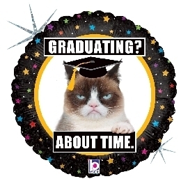 18" Grumpy Cat Graduation balloon foil balloons