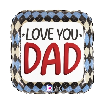 18" Love You Dad Argyle balloon foil balloons