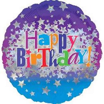 Foil - Holographic Birthday Stars balloon ANAGRAM