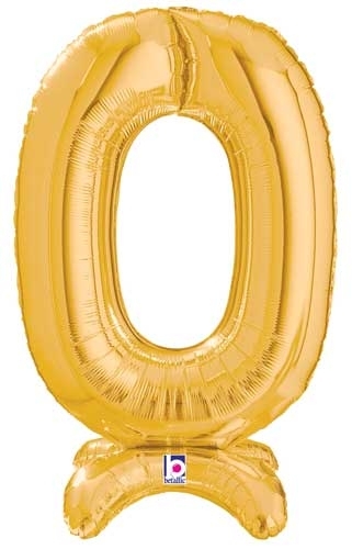 25" Number 0 Zero Gold Stand Up Self-Sealing Air-fill balloon foil balloons