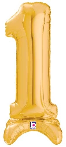 25" Number 1 Gold Stand Up Self-Sealing Air-fill balloon foil balloons