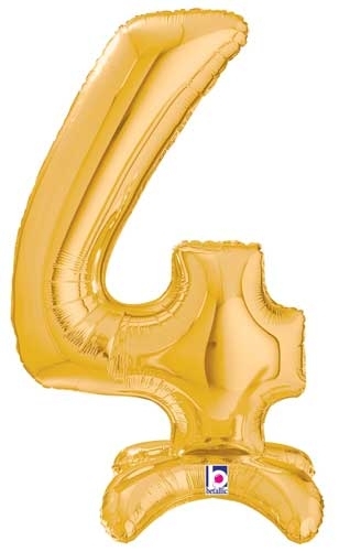 25" Number 4 Gold Stand Up Self-Sealing Air-fill balloon foil balloons