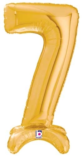 Number 7 Gold Stand Up Self-Sealing Air-fill balloon BETALLIC