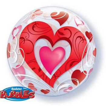 Bubble - Red Hearts Filigree QUALATEX