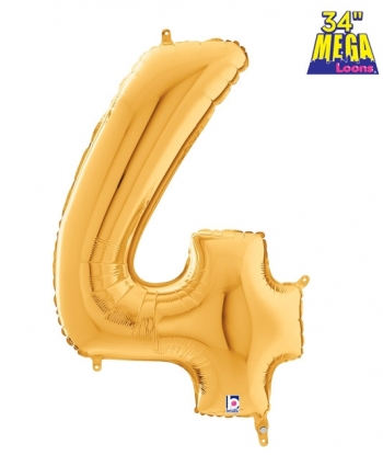 34" Number 4 Gold balloon foil balloons