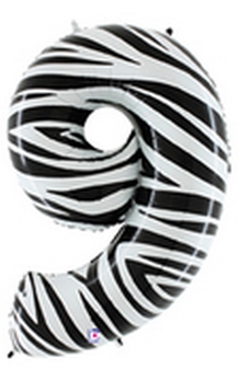 40" Megaloon Number 9 Zebra balloon foil balloons