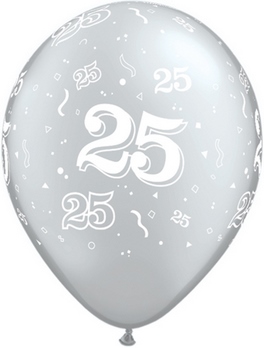 (50) 11" 25 Around - Silver balloons latex balloons