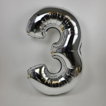 Econo Number #3 Silver balloon BRANDLESS