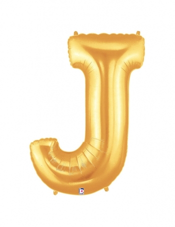 40" Megaloon - Letter J - Gold balloon *POLYBAGGED foil balloons