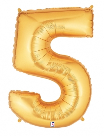 40" Megaloon - Number - #5 - Gold balloon foil balloons