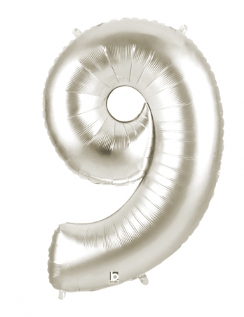 40" Megaloon - Number - #9 - Silver balloon foil balloons