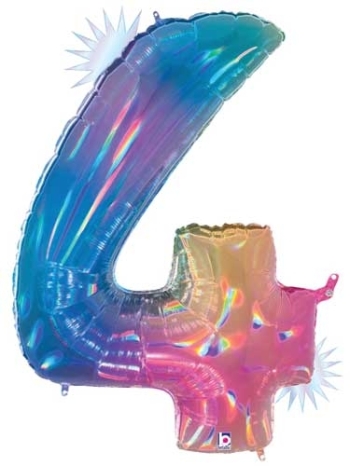 Megaloon Opal Rainbow Number 4 balloon BETALLIC