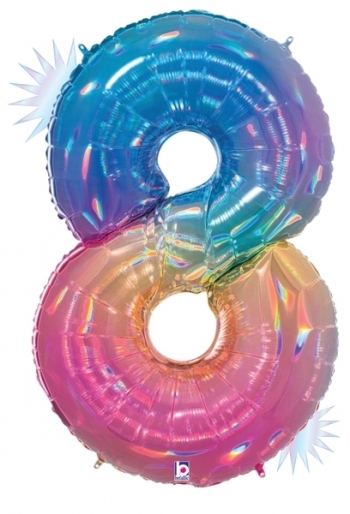 Megaloon Opal Rainbow Number 8 balloon BETALLIC