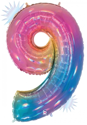 Megaloon Opal Rainbow Number 9 balloon BETALLIC