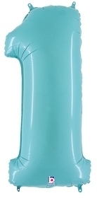 Megaloon Pastel Blue Number 1 balloon BETALLIC