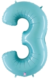 Megaloon Pastel Blue Number 3 three balloon BETALLIC