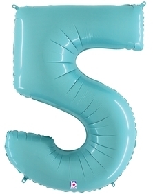 Megaloon Pastel Blue Number 5 five balloon BETALLIC