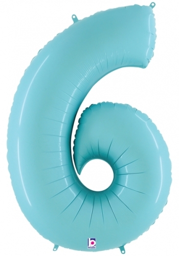 Megaloon Pastel Blue Number 6 six balloon BETALLIC