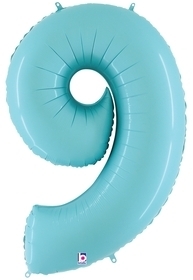 Megaloon Pastel Blue Number 9 nine balloon BETALLIC