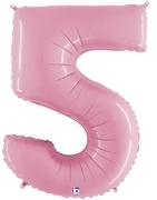 Megaloon Pastel Pink Number 5 balloon BETALLIC