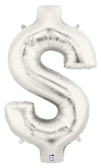 40" Megaloon $ Silver Dollar Sign balloon foil balloons