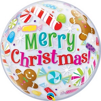 X -  Bubble Candies & Treats Merry Christmas QUALATEX