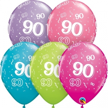 Birthday 90 Around Confetti - Trendy Assorted wild berry, rose, lime, tropical teal, lilac QUALATEX