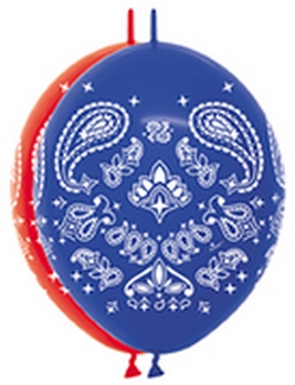 BET (50) 12" Link-O-Loon Print - Bandana Fashion Red, Royal Blue balloons latex balloons