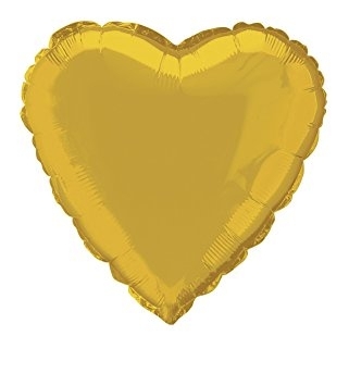 9" Foil Heart - Gold Airfill Heat Seal Required balloon foil balloons