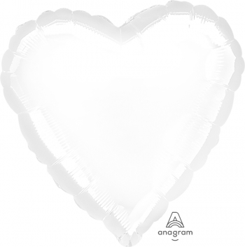 9" Foil Heart - White Airfill Heat Seal Required balloon foil balloons