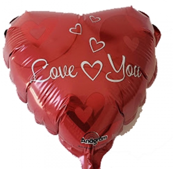 Foil - Love You Hearts - Air Fill Airfill Heat Seal Required balloon ANAGRAM