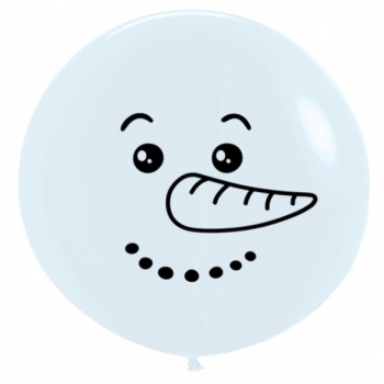 BET (1) 24" White Snowman 2 Side printed balloon latex balloons