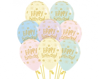 Happy Birthday Sunshine Pastel Matte Assortment balloons
