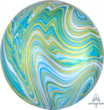 Blue Green Marblez Orbz balloon ANAGRAM