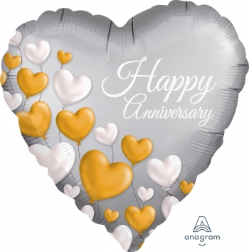 Foil - Anniversary Platinum Hearts balloon foil balloons