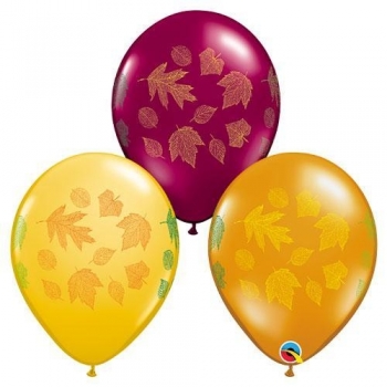 Q (50) 11" Autumn leaves wrap balloons latex balloons